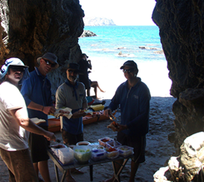 Lunch is served. Kayaking food Rapid Bay.
